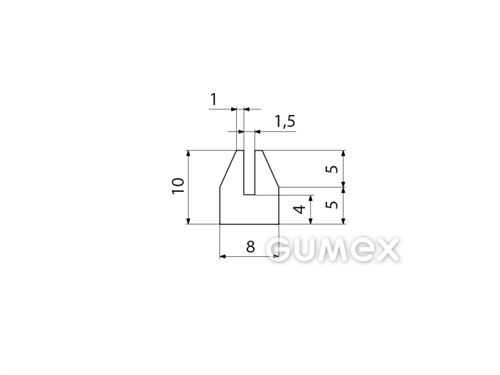 Silikónový profil tvaru "U", 10x8/1,5mm, 60°ShA, -60°C/+180°C, transparentný